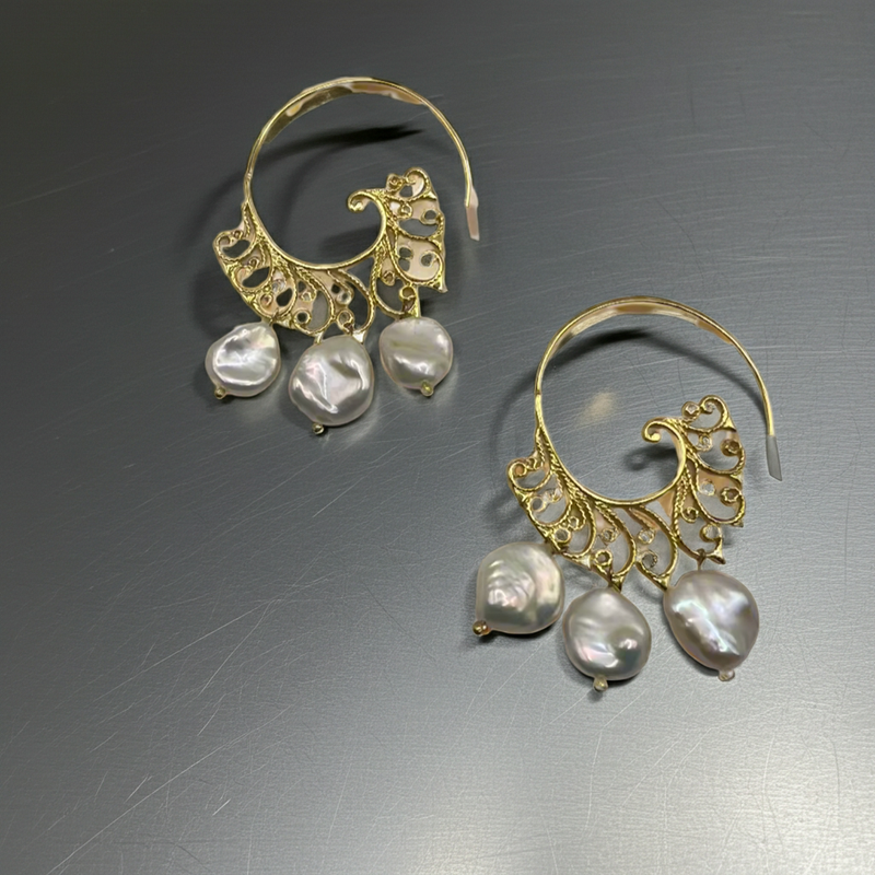Creole Bayou Spiral Pearl Earrings