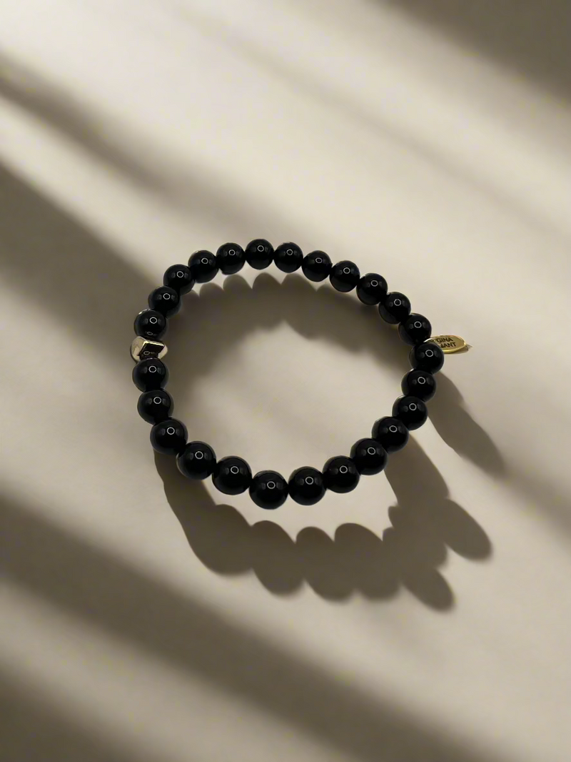 Black Onyx and Gold Bead Bracelet