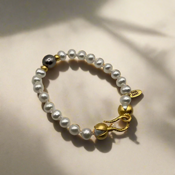 White Pearl & Tahitian Accent Bracelet