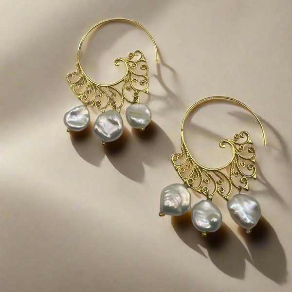 Creole Bayou Spiral Pearl Earrings