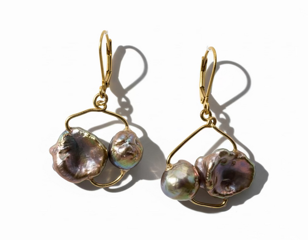 Baroque Fireball Keshi Pearl Drop Earrings