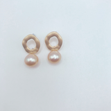 Circle and Pearl Drop Earrings