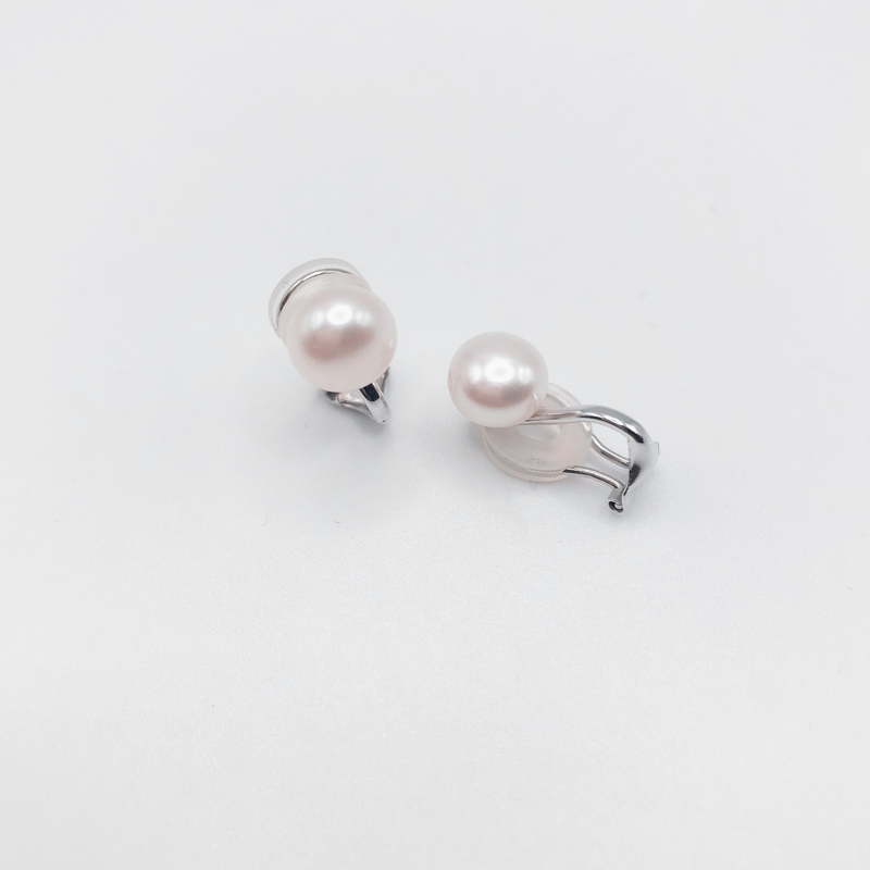 White Clip-On Pearl Earrings