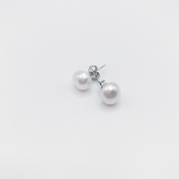 White Pearl Post Earrings